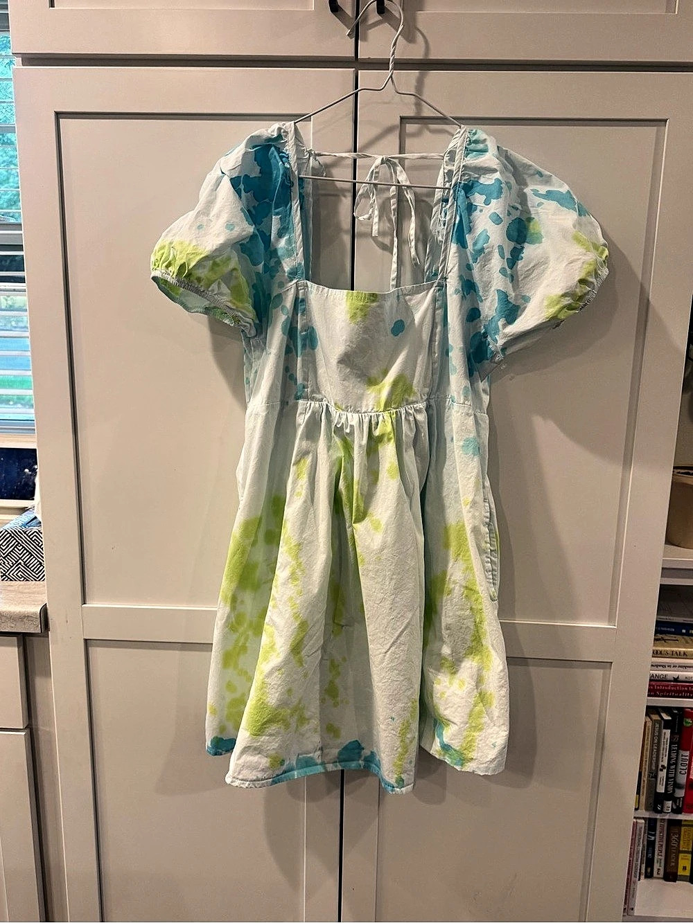 Draper James Abstract Mini Dress in White & Blue Large Like New